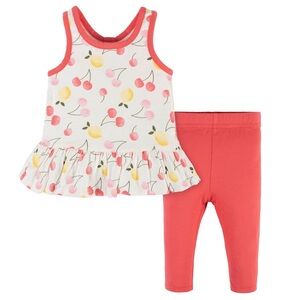 2-Piece Baby Girls Cherry Print Tunic tank top & Legging Set size 18 months